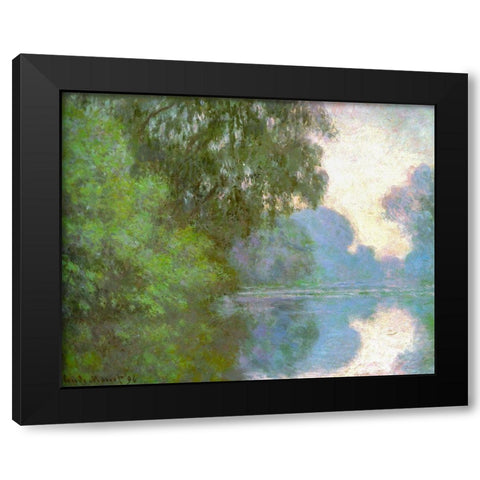 Seine near Giverny 1896 Black Modern Wood Framed Art Print with Double Matting by Monet, Claude