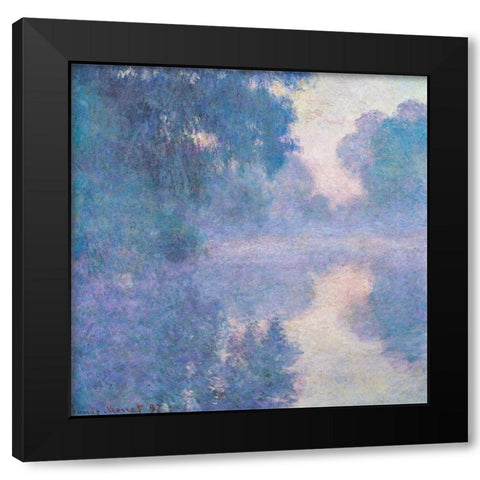 Seine near Giverny 1897 Black Modern Wood Framed Art Print with Double Matting by Monet, Claude