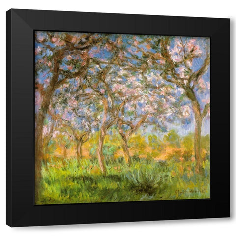 Spring 1900 Black Modern Wood Framed Art Print with Double Matting by Monet, Claude