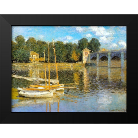 The Bridge at Argenteuil 1874 Black Modern Wood Framed Art Print by Monet, Claude