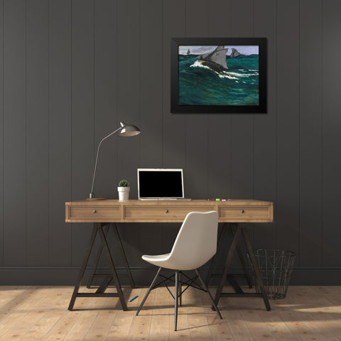 The Green Wave 1867 Black Modern Wood Framed Art Print by Monet, Claude