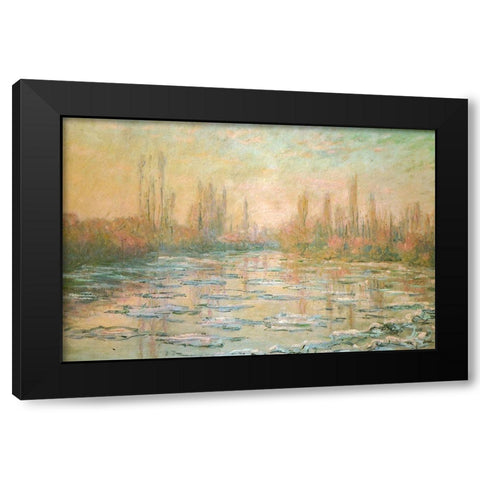The Ice-floes 1893 Black Modern Wood Framed Art Print by Monet, Claude