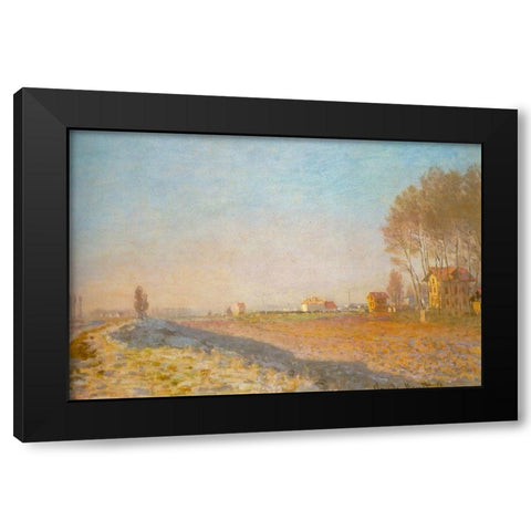 The Plaine des Colombes 1873 Black Modern Wood Framed Art Print with Double Matting by Monet, Claude
