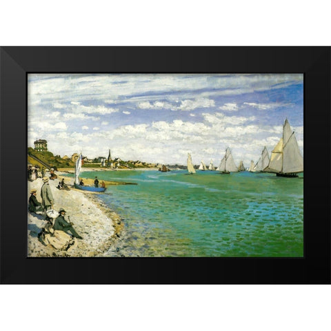 The Regatta at Sainte-Adresse 1867 Black Modern Wood Framed Art Print by Monet, Claude