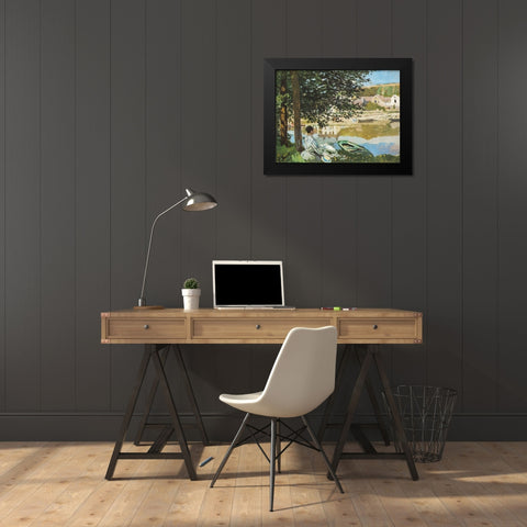The River 1868 Black Modern Wood Framed Art Print by Monet, Claude