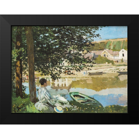 The River 1868 Black Modern Wood Framed Art Print by Monet, Claude