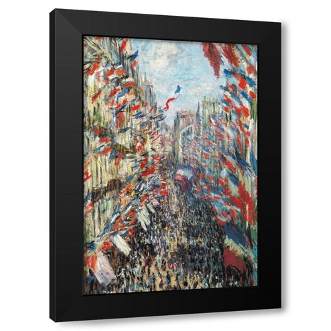 The Rue Montorgeuil 1878 Black Modern Wood Framed Art Print by Monet, Claude
