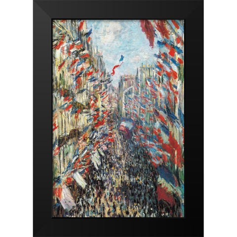 The Rue Montorgeuil 1878 Black Modern Wood Framed Art Print by Monet, Claude