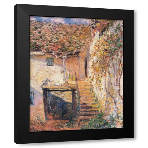 The Stairs 1878 Black Modern Wood Framed Art Print with Double Matting by Monet, Claude