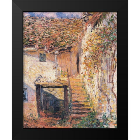 The Stairs 1878 Black Modern Wood Framed Art Print by Monet, Claude