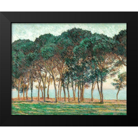 Umbrella Pines-Antibes 1888 Black Modern Wood Framed Art Print by Monet, Claude