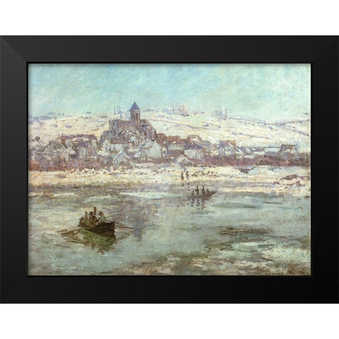 Vetheuil in Winter 1878 Black Modern Wood Framed Art Print by Monet, Claude