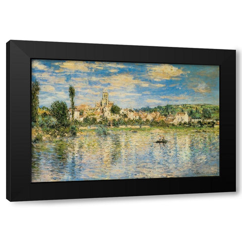 Vetheuil in Winter 1879 Black Modern Wood Framed Art Print with Double Matting by Monet, Claude