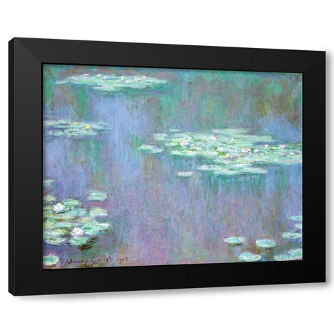 Water-lilies 1905 Black Modern Wood Framed Art Print by Monet, Claude
