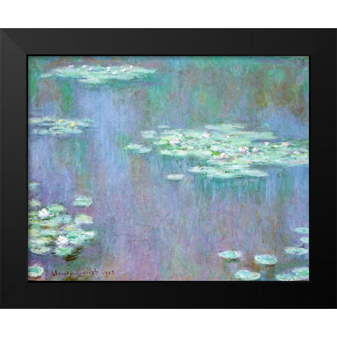 Water-lilies 1905 Black Modern Wood Framed Art Print by Monet, Claude