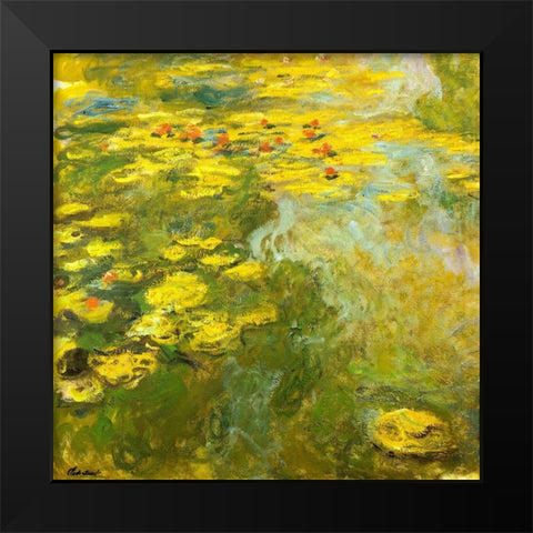Water-lilies green yellow 1920 Black Modern Wood Framed Art Print by Monet, Claude