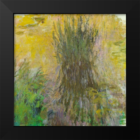 Water-lilies-bullrushes 1920 Black Modern Wood Framed Art Print by Monet, Claude