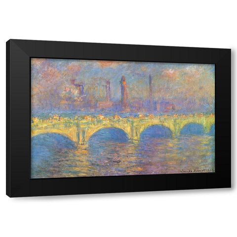 Waterloo Bridge II 1900 Black Modern Wood Framed Art Print with Double Matting by Monet, Claude