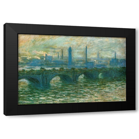 Waterloo Bridge 1902 Black Modern Wood Framed Art Print with Double Matting by Monet, Claude