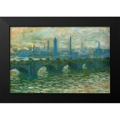 Waterloo Bridge 1902 Black Modern Wood Framed Art Print by Monet, Claude