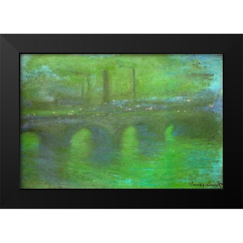 Waterloo Bridge at dusk 1904 Black Modern Wood Framed Art Print by Monet, Claude