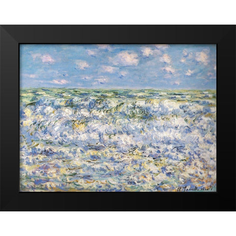 Waves breaking 1881 Black Modern Wood Framed Art Print by Monet, Claude