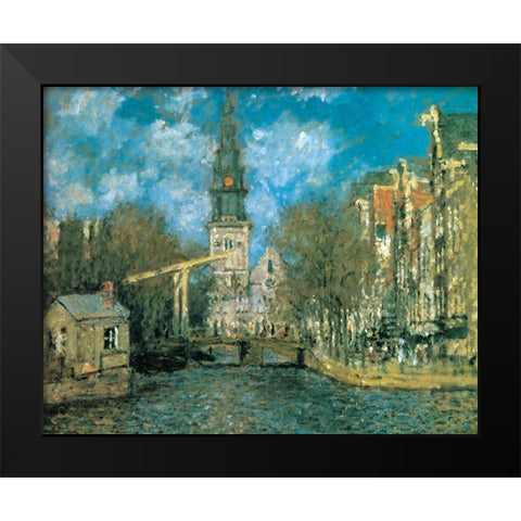 Zuiderkerk-Amsterdam 1872 Black Modern Wood Framed Art Print by Monet, Claude