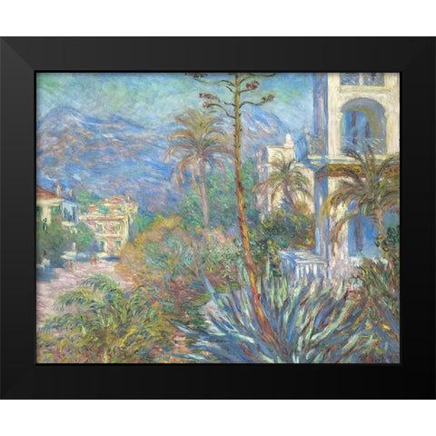 Villas at Bordighera Black Modern Wood Framed Art Print by Monet, Claude
