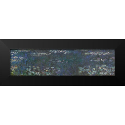 The Water Lilies - Green Reflections Black Modern Wood Framed Art Print by Monet, Claude