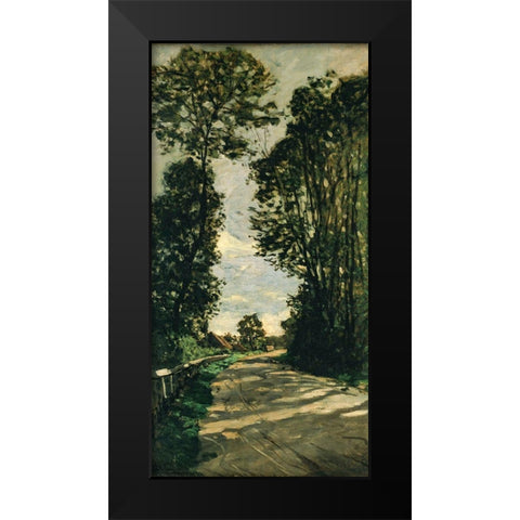 Road of the Farm Saint-Simeon Black Modern Wood Framed Art Print by Monet, Claude