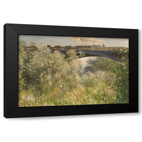 Bridge at Argenteuil 1875 Black Modern Wood Framed Art Print by Monet, Claude