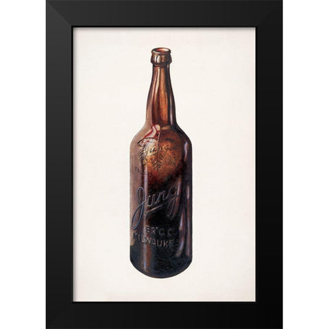 Beer Bottle 1940 Black Modern Wood Framed Art Print by Stroh, Herman O.