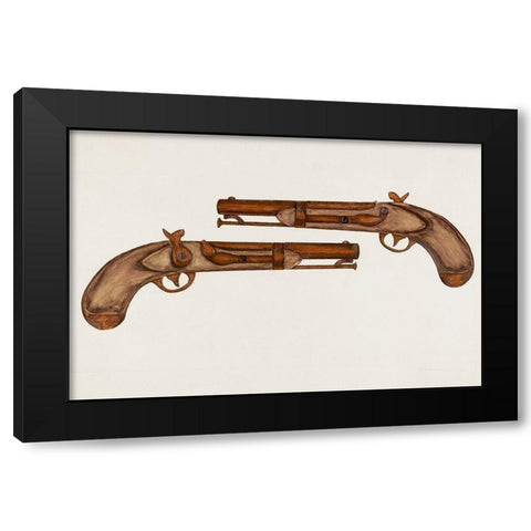 Cap and Ball Revolver 1937 Black Modern Wood Framed Art Print with Double Matting by Robinson, LeRoy