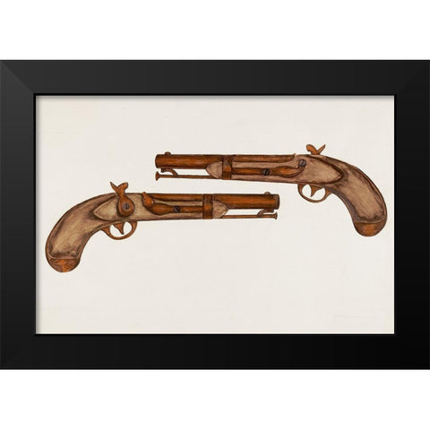 Cap and Ball Revolver 1937 Black Modern Wood Framed Art Print by Robinson, LeRoy