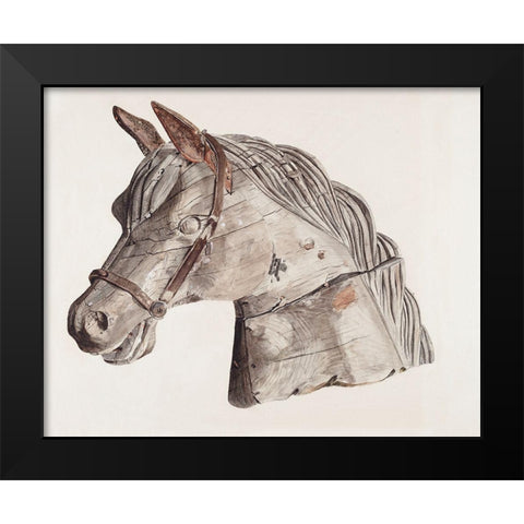 Carousel Horses Head 1931 Black Modern Wood Framed Art Print by Barnett, Gerard