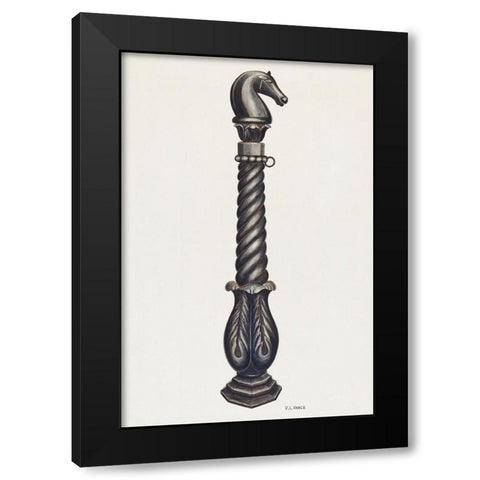 Cast Iron Hitching Post 1941 Black Modern Wood Framed Art Print with Double Matting by Vance, V.L.