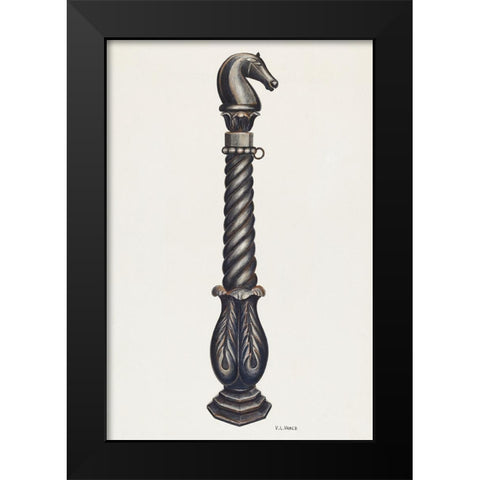 Cast Iron Hitching Post 1941 Black Modern Wood Framed Art Print by Vance, V.L.