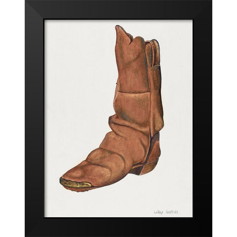 Childs Boot 1940 Black Modern Wood Framed Art Print by Griffith, LeRoy
