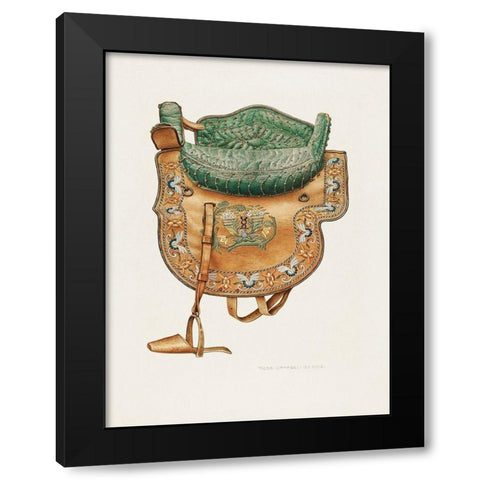 Childs Side Saddle 1940 Black Modern Wood Framed Art Print with Double Matting by Campbell-Gerke, Rose