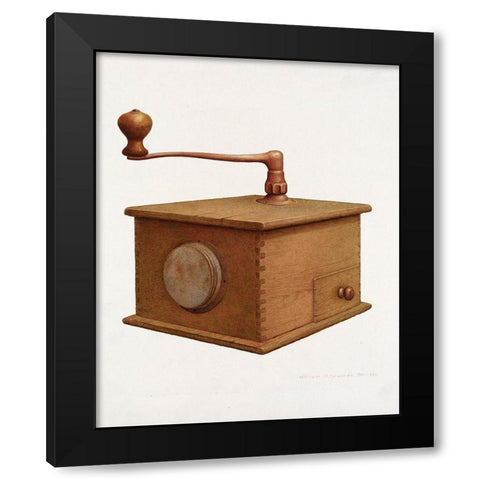 Coffee Grinder 1940 Black Modern Wood Framed Art Print with Double Matting by Edwards, William H.