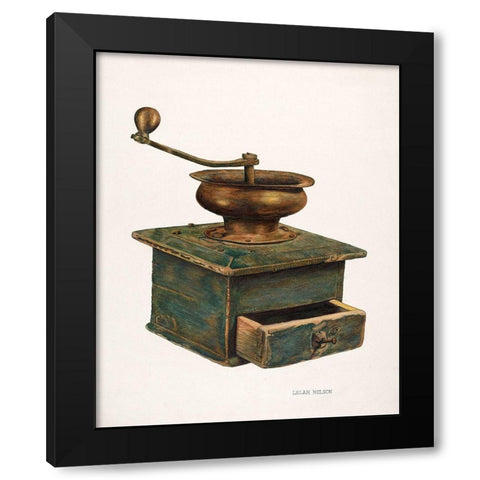 Coffee Mill 1940 Black Modern Wood Framed Art Print by Nelson, Lelah