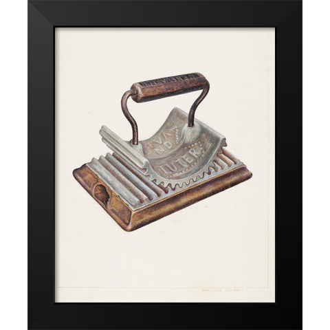 Hand Fluting Iron 1938 Black Modern Wood Framed Art Print by Ford, Samuel W.