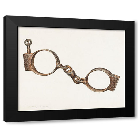 Handcuffs 1938 Black Modern Wood Framed Art Print by Mazur, Stanley