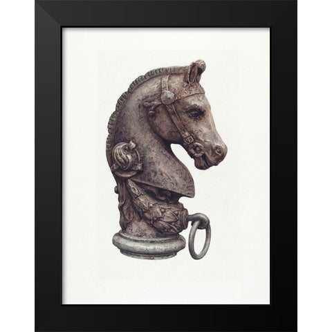 Hitching Post 1935 Black Modern Wood Framed Art Print by Vintage Drawings