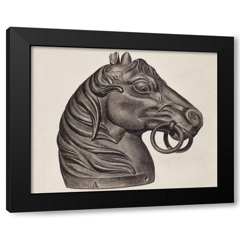 Hitching Post 1935 Black Modern Wood Framed Art Print by Vintage Drawings