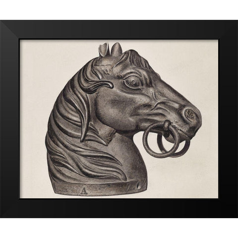 Hitching Post 1935 Black Modern Wood Framed Art Print by Vintage Drawings