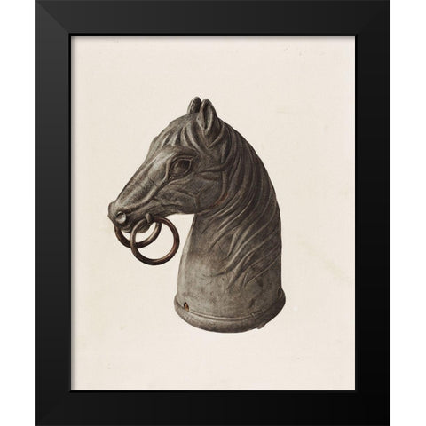 Hitching Post 1940 Black Modern Wood Framed Art Print by Vintage Drawings