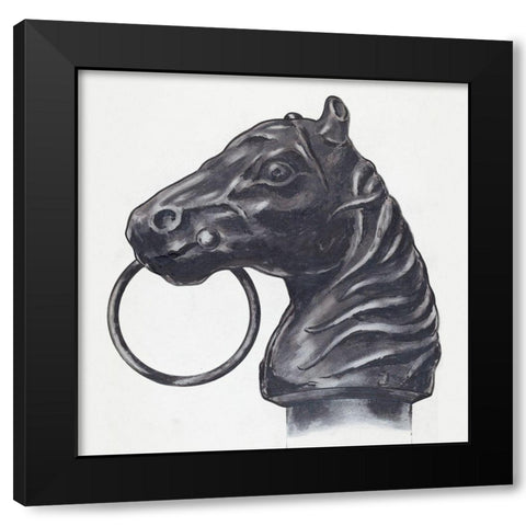 Horse Head Hitching Post 1936 Black Modern Wood Framed Art Print by Hastings, C.H.