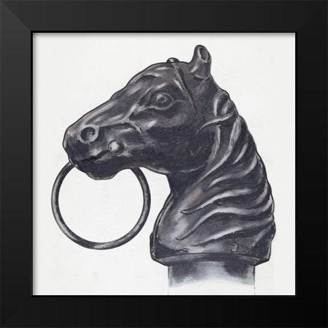 Horse Head Hitching Post 1936 Black Modern Wood Framed Art Print by Hastings, C.H.