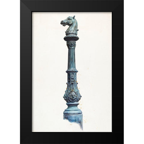 Horse Head Hitching Post 1937 Black Modern Wood Framed Art Print by Fairchild, Elizabeth